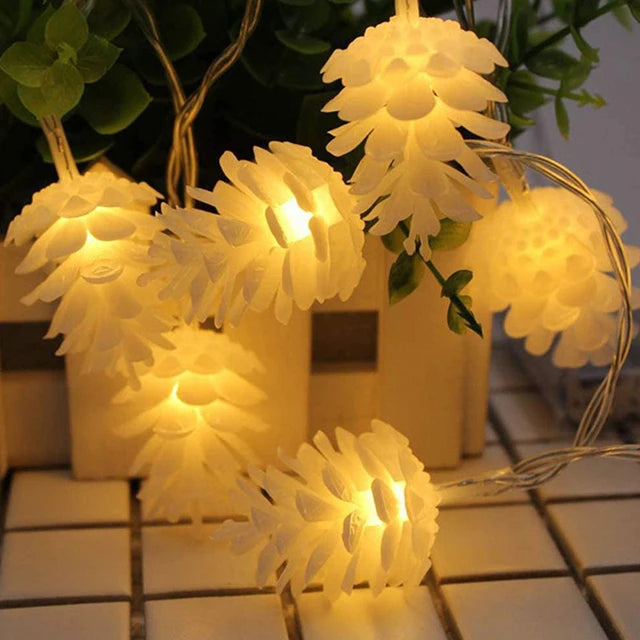 Christmas LED Pine Cone String Lights Battery Powered Decoration