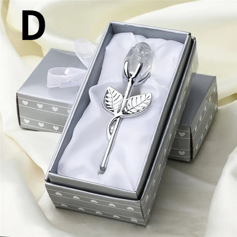 New Valentine's Day Lovers' Gift  X'mas Favors Souvenir Crystal Glass Rose Flower Figurines Craft Wedding Decoration Ornaments