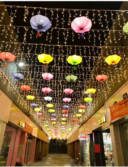 Christmas Lights Waterfall Outdoor Decoration 5M Droop 0.4-0.6m Led Lights Curtain String Lights Party Garden Eaves Decoration