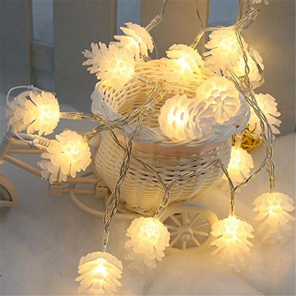 Christmas LED Pine Cone String Lights Battery Powered Decoration