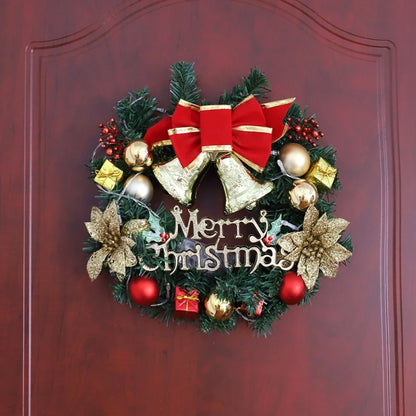 Merry Christmas Decorations For Home LED Glowing Garland Ornaments New Year Artificial Green Leaves Door Decor Hanging Wreath