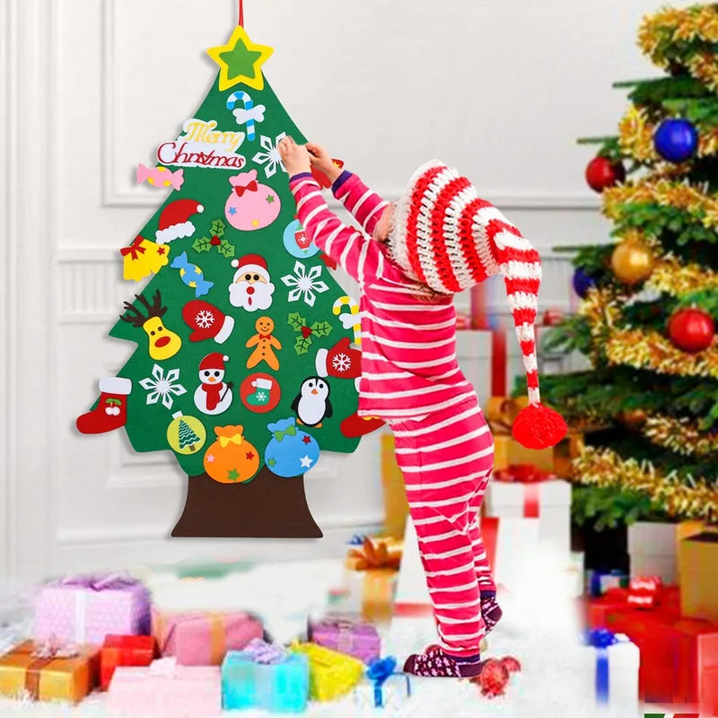 Kids DIY Felt Christmas Tree Merry Christmas Decorations For Home 2025 Christmas Ornaments Navidad 2026 New Year Gifts Xmas Tree