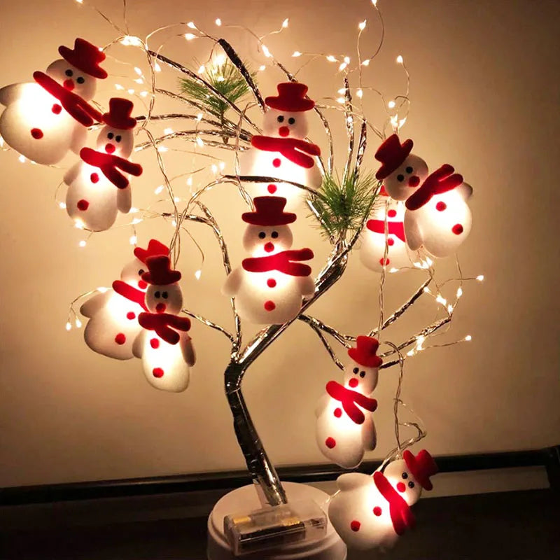 Christmas LED String Lights Santa Claus Snowflakes Snowman Xmas Tree Fairy Lights Garland Christmas Decorations for Home Navidad