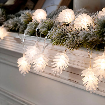 Christmas LED Pine Cone String Lights Battery Powered Decoration