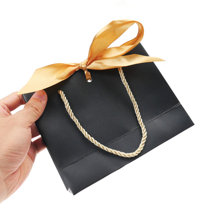 Gift Bags With Handles Paper Party Favor Handbag Bow Ribbon Jewelry Packing Birthday Wedding Graduation Celebration Present Wrap