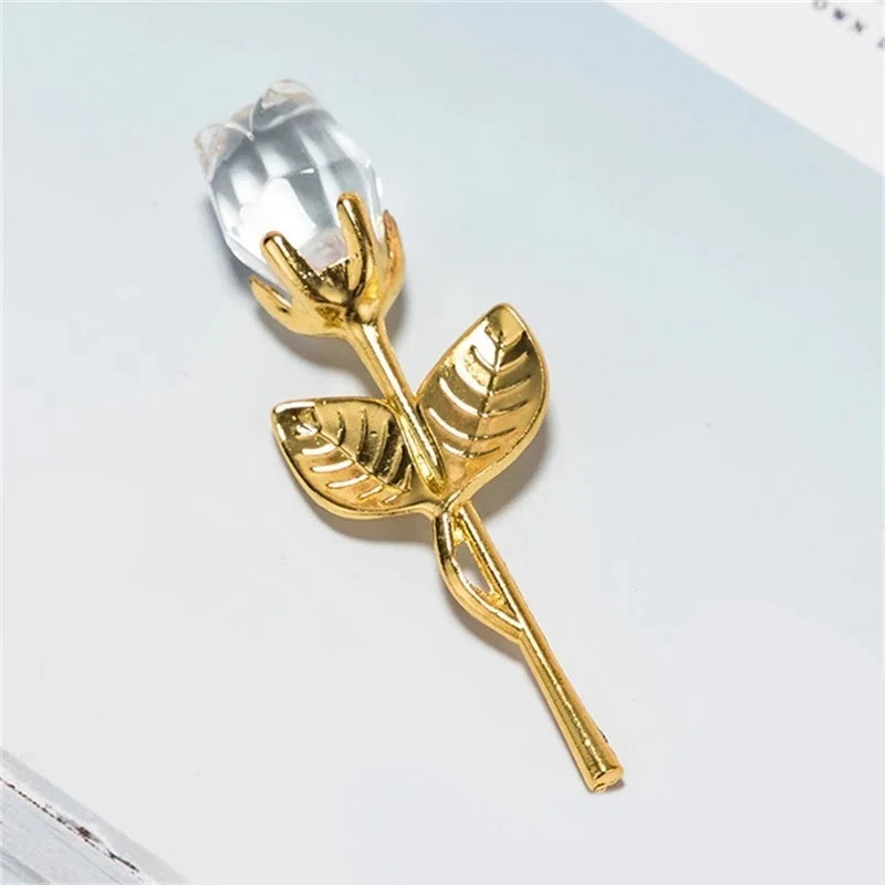 New Valentine's Day Lovers' Gift  X'mas Favors Souvenir Crystal Glass Rose Flower Figurines Craft Wedding Decoration Ornaments