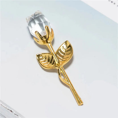 New Valentine's Day Lovers' Gift  X'mas Favors Souvenir Crystal Glass Rose Flower Figurines Craft Wedding Decoration Ornaments