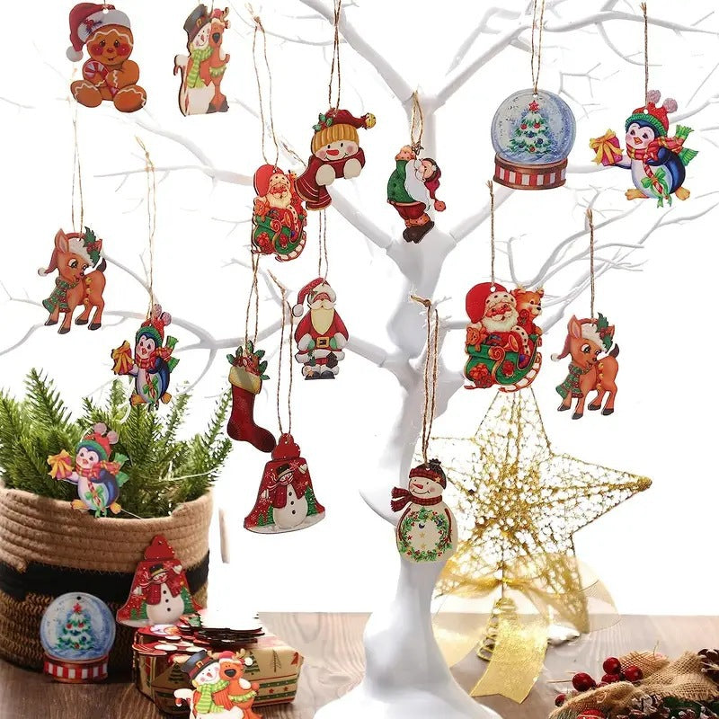Christmas Wooden Hanging Decorations Courtyard Bar Shop Party Scene Decorate Christmas Tree Decorative Ornaments