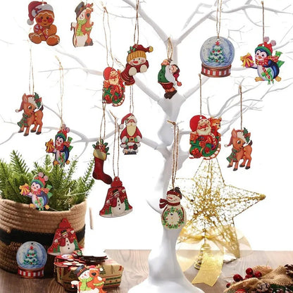 Christmas Wooden Hanging Decorations Courtyard Bar Shop Party Scene Decorate Christmas Tree Decorative Ornaments