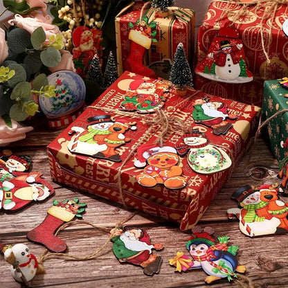 Christmas Wooden Hanging Decorations Courtyard Bar Shop Party Scene Decorate Christmas Tree Decorative Ornaments