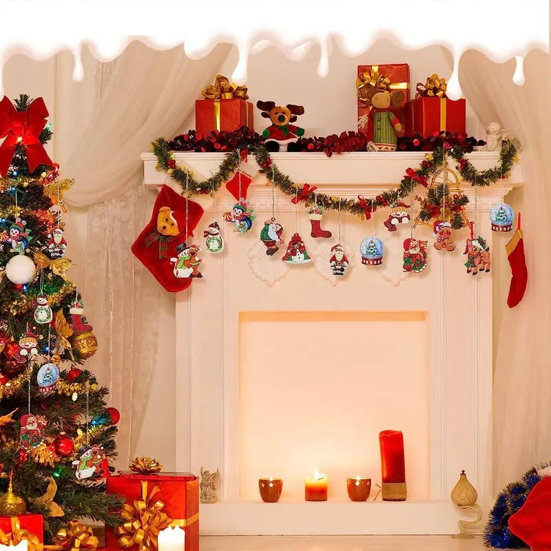 Christmas Wooden Hanging Decorations Courtyard Bar Shop Party Scene Decorate Christmas Tree Decorative Ornaments