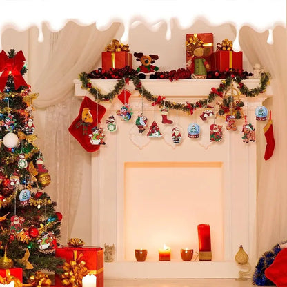 Christmas Wooden Hanging Decorations Courtyard Bar Shop Party Scene Decorate Christmas Tree Decorative Ornaments