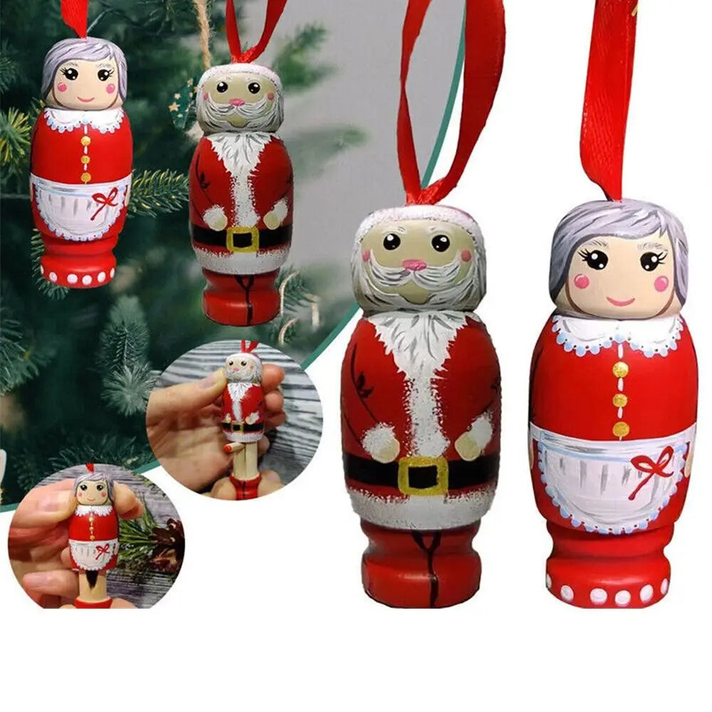 Christmas Wood Novel Party Decors Funny Santa Ornament Christmas Tree Decoration Holiday Hanging