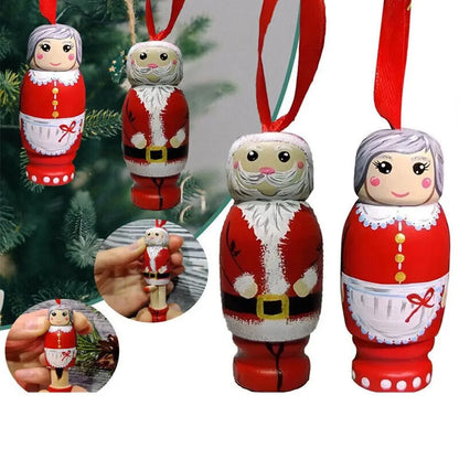 Christmas Wood Novel Party Decors Funny Santa Ornament Christmas Tree Decoration Holiday Hanging