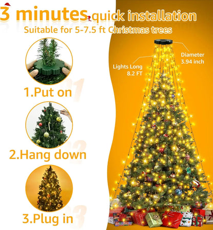 Christmas String Lights with Ring for Tree 2M 1.5M Christmas Tree Lights Xmas Fairy Lights for Christmas Tree Decorations