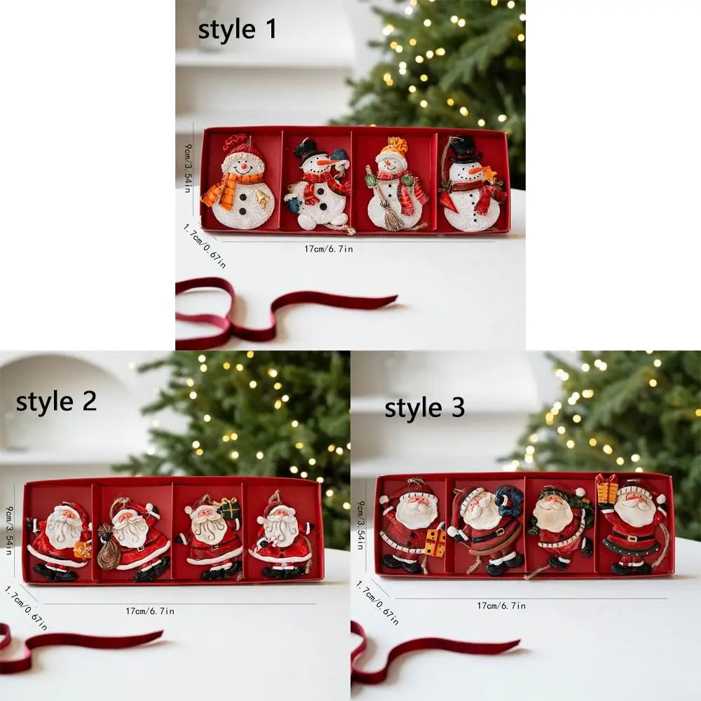 Cartoon Christmas Hanging Ornaments Handcrafted Tree Wooden Beaded String Snowman Pendant Decoration