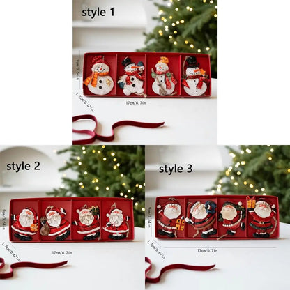 Cartoon Christmas Hanging Ornaments Handcrafted Tree Wooden Beaded String Snowman Pendant Decoration