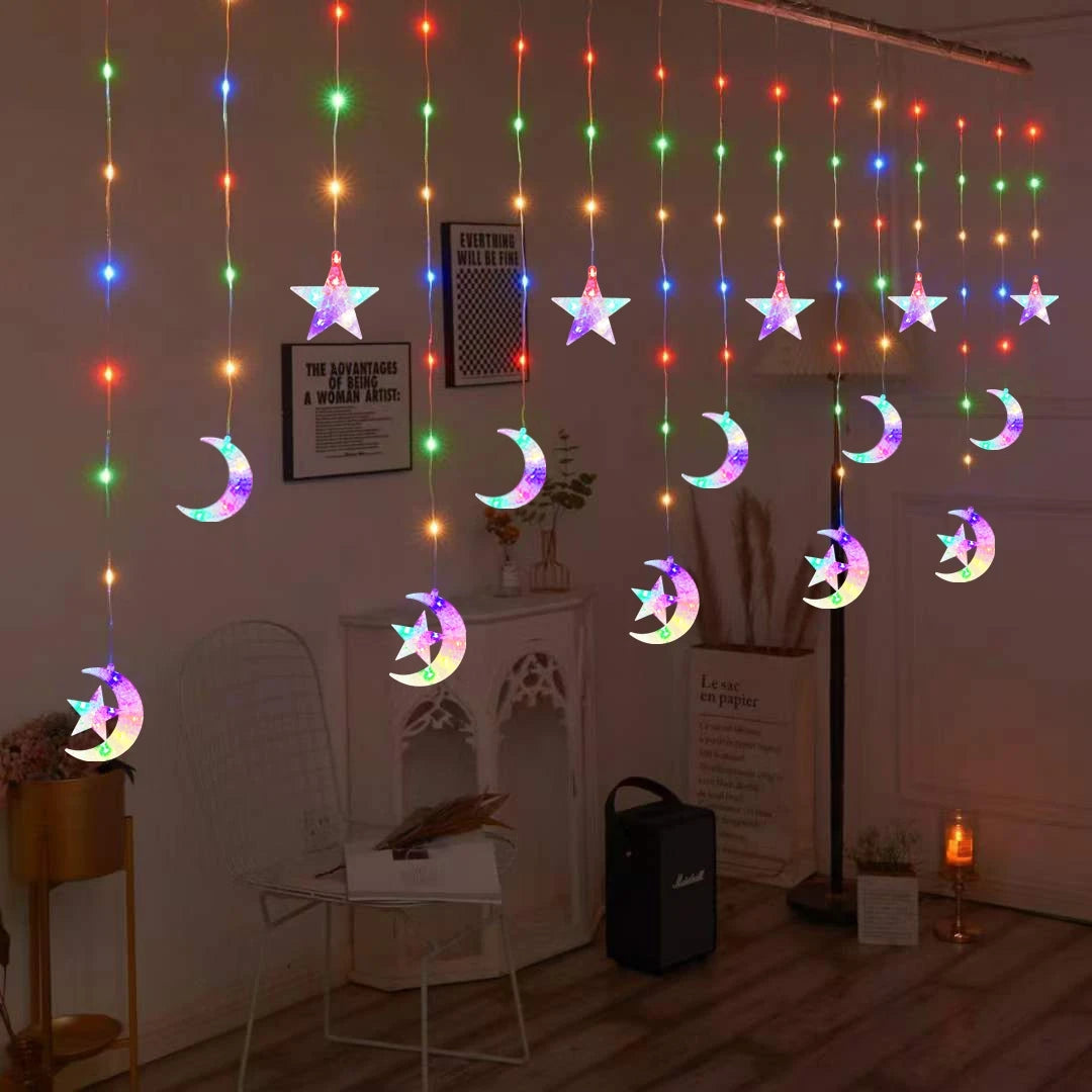 LED Holiday Light Christmas Decoration Lamp Room Decor Garland Santa Tree Moon and Star String Lights Decoration Accessories