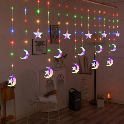 LED Holiday Light Christmas Decoration Lamp Room Decor Garland Santa Tree Moon and Star String Lights Decoration Accessories