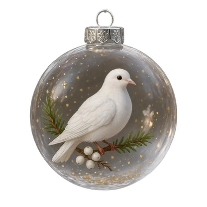 Christmas Clear Ball Ornaments Natures Birds Crystals Glass Set Hanging For Decor Set Xmas Tree Holiday Party Home Decoration