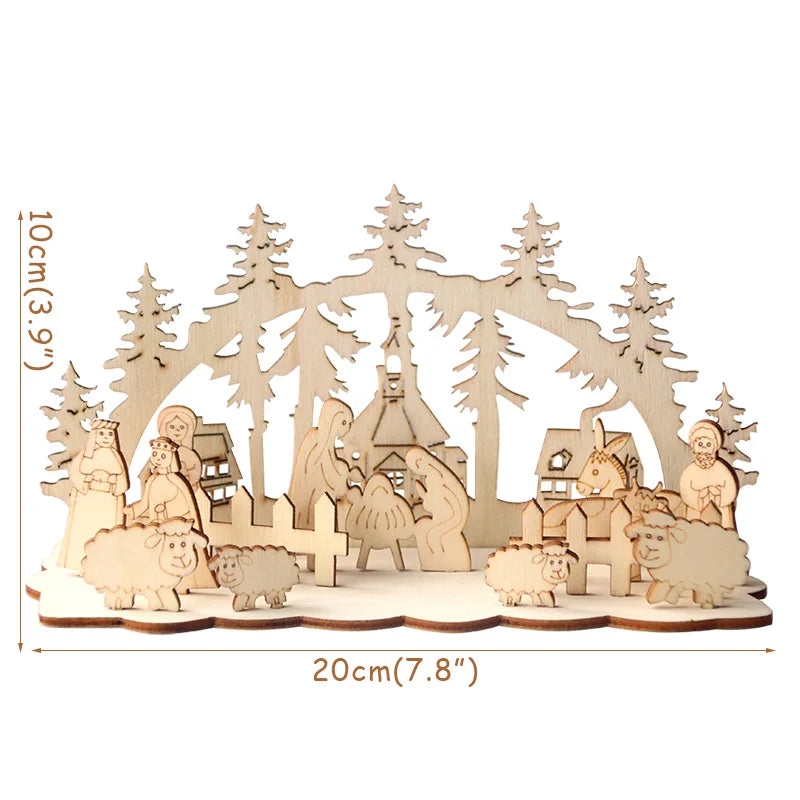 Christmas Wooden Ornaments Snowman Church Christmas Desktop Ornaments New Year Xmas Party Decorations for Home Navidad Gifts