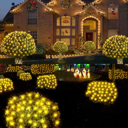 Christmas Net Lights Outdoor Solar Powered Mesh Light Waterproof Timing Dimmable for Tree Garden Yard Wedding Party Decoration