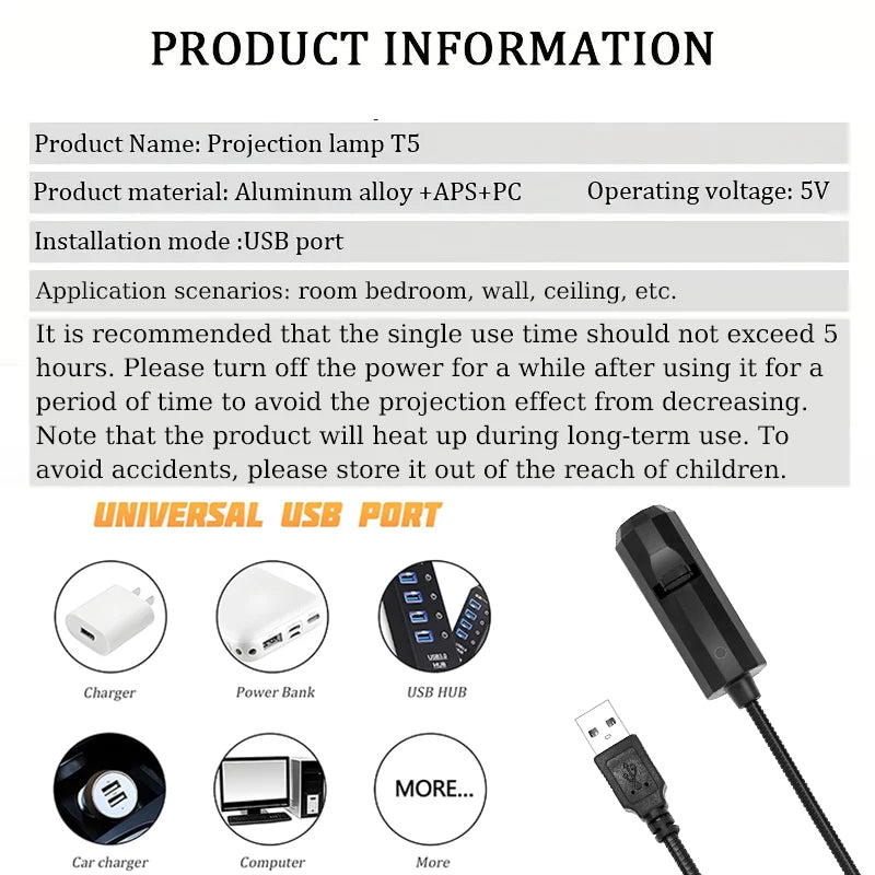 Christmas tree LED projection light, 360° rotatable and adjustable, suitable for creating room and bedroom atmosphere