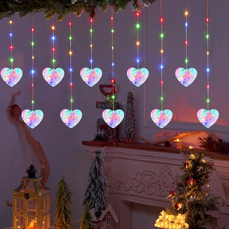 LED Holiday Light Christmas Decoration Lamp Room Decor Garland Santa Tree Moon and Star String Lights Decoration Accessories