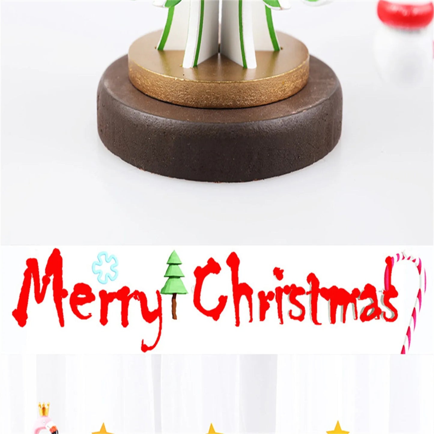 Christmas Wooden 3D Tree Ornament Festive Holiday Decor Tabletop Decoration Accessory Indoor Christmas Party Favor