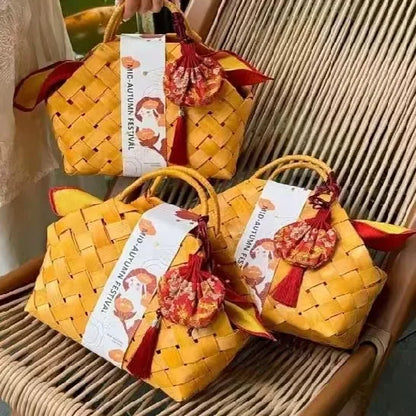 Gift Woven Flower Basket,decor Flower Basket Festival Wedding Birthday Creative Gift Woven Bag Hand Gift Basket Party Supplies