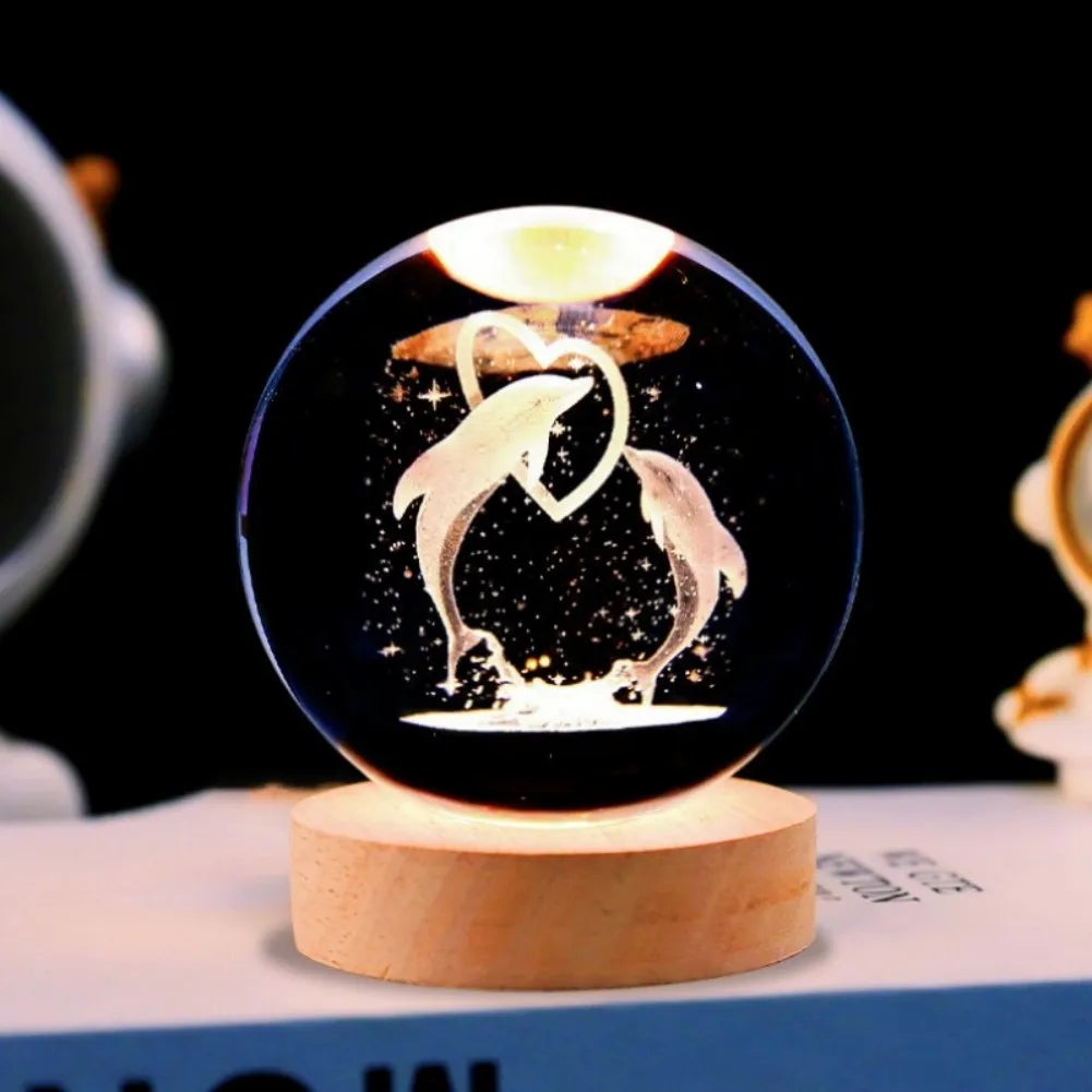 NEW Christmas Birthday Gifts6 Crystal Ball Planet Night Light Laser Solar System Globe Astronomy Festival GiftsDesktopDecoration