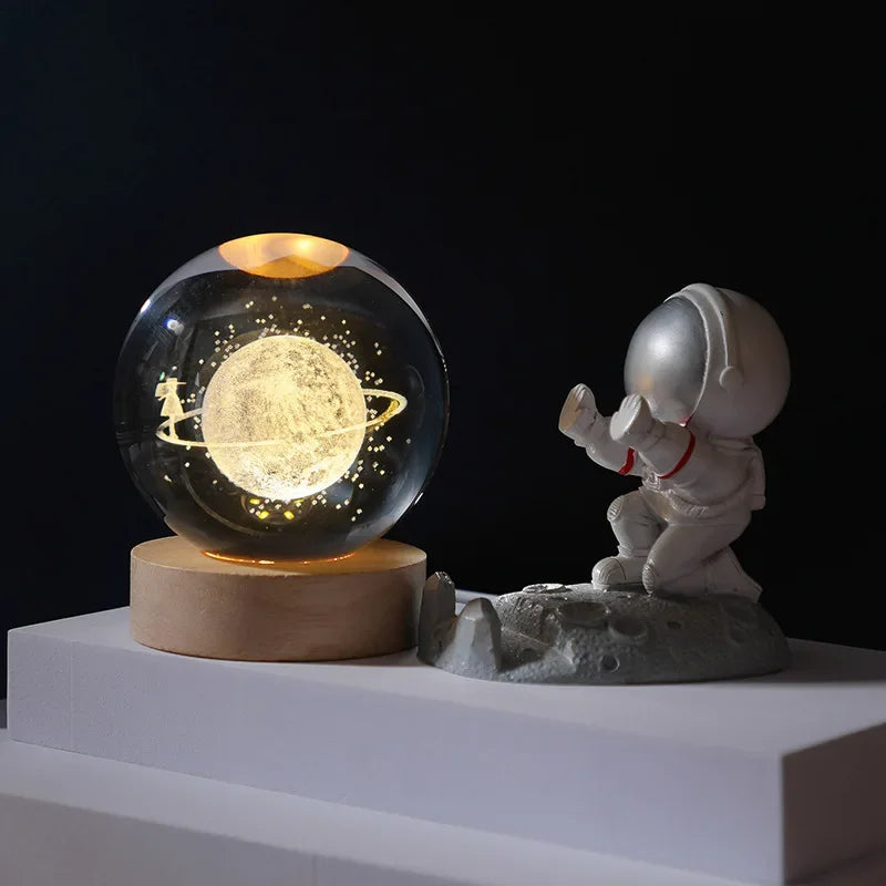 NEW Christmas Birthday Gifts6 Crystal Ball Planet Night Light Laser Solar System Globe Astronomy Festival GiftsDesktopDecoration