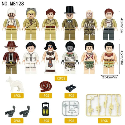 Gifts for guests, Egyptian dolls, M8128 children's assembled toys, birthday gifts, cartoon characters, mini dolls.