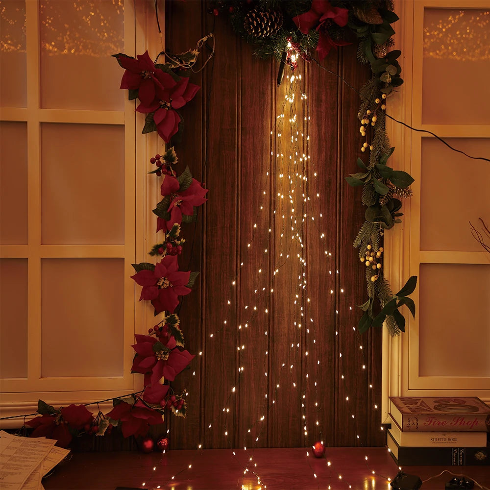 Christmas Lights Curtain String Light Waterfall Outdoor Decoration 2M 100-600LED Fairy Led Garland For Tree Garden Party Holiday