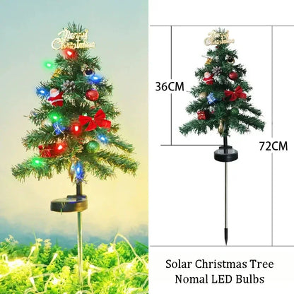 Christmas Tree LED Lights Solar Outdoor Decorative Lawn Garden Lamp Pathway Landscape Lighting for Holiday Festive Decor
