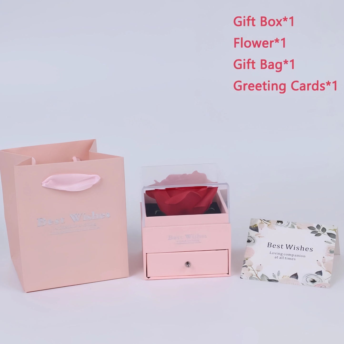 Women's Holiday Gifts Eternal Red Rose With Heart Necklace Flower Lipstick Gift For Mom Girlfriend Birthday From Daughter Sons