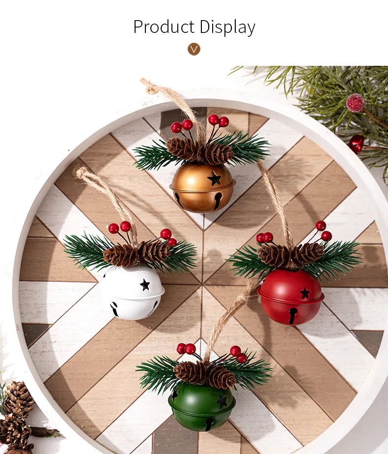 Christmas Jingle Bells Ornaments Retro Metal Christmas Bells Set Holiday Christmas Tree Decoration Window Memorial Ornament