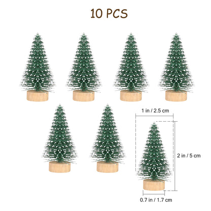 Christmas Tree Ornaments Decorations Mini Hoiday Trees Crafts Snow Frost Bamboo Artificial Indoor Fake Pine Holiday