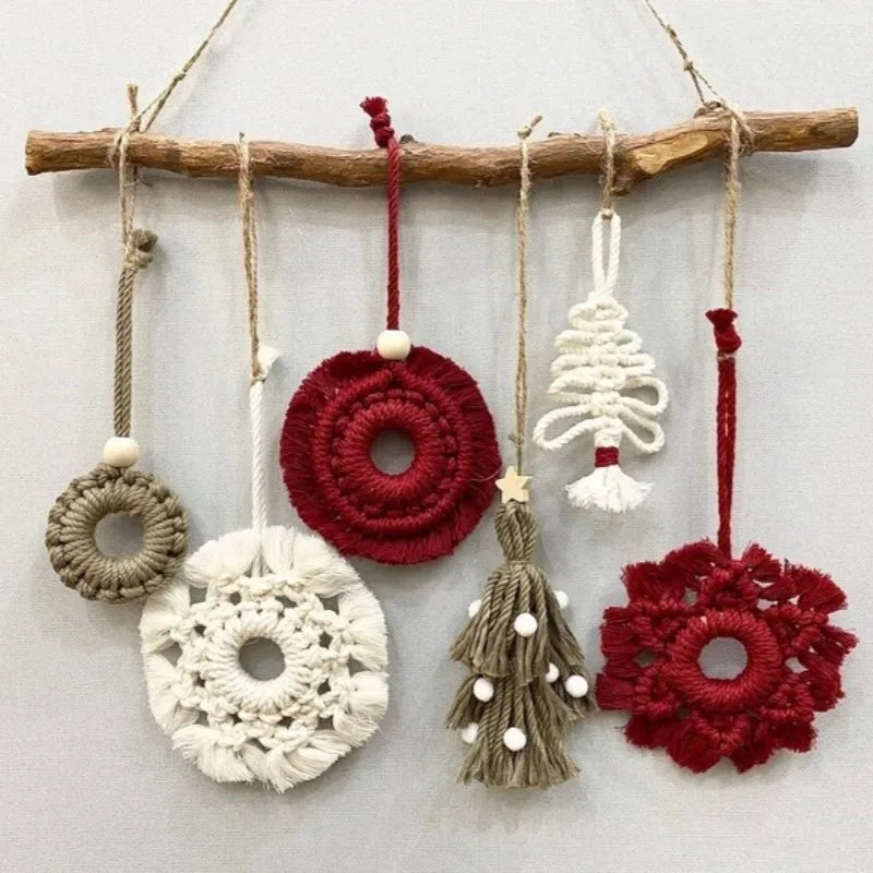 Macrame Christmas Ornaments Wall Hanging Christmas Ornaments Set Bohemian Decor Handmade Christmas Gift