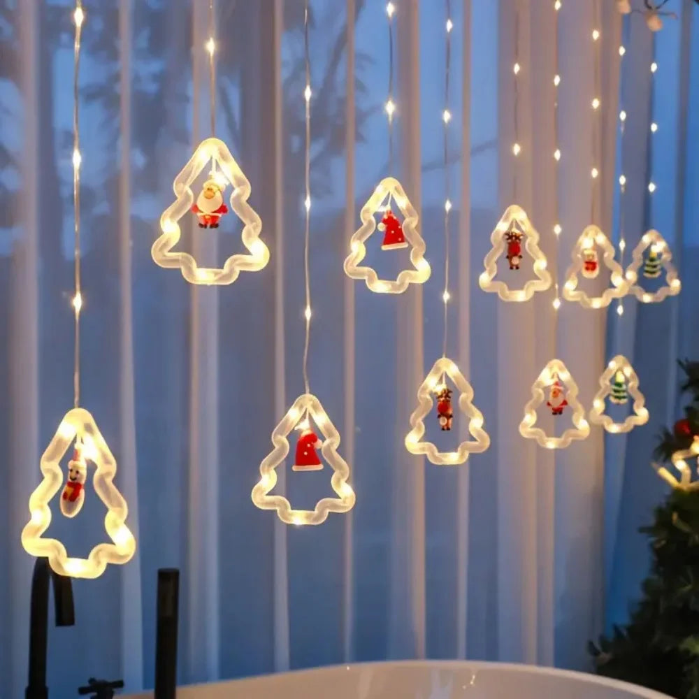 Christmas Led Decorative Lights Strip Star Curtain Lights Christmas Tree Lights String Festival Atmosphere Lights For Room Garde