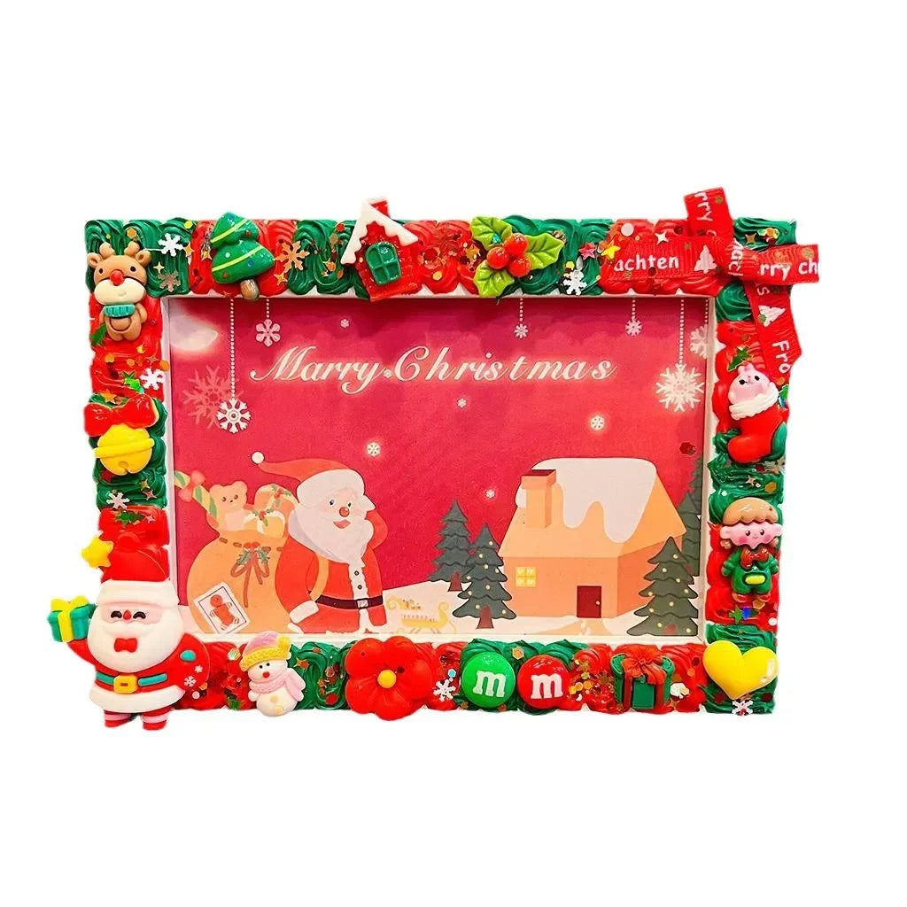 Christmas Holiday Gifts DIY  Cream Gum 6 Inches  Photo Frame Material Pack Handmade Production Cartoon Photo Frame Wooden
