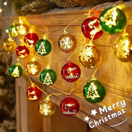 LED Christmas light string, Christmas holiday cartoon snowman light string, scene atmosphere decoration light, pentagram light