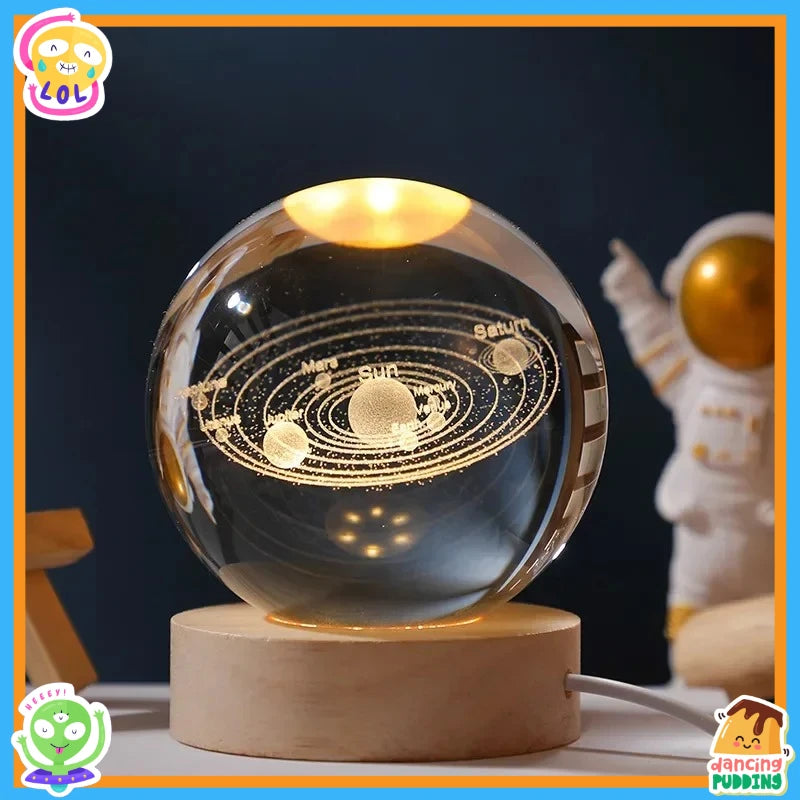 NEW Christmas Birthday Gifts6 Crystal Ball Planet Night Light Laser Solar System Globe Astronomy Festival GiftsDesktopDecoration