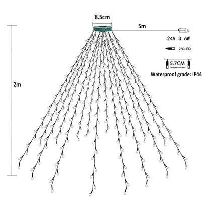 Christmas Tree Lights 8 Modes for 6ft-7ft Christmas Tree, Indoor Outdoor Xmas Decorations 280LED String Lights for Room Bedroom