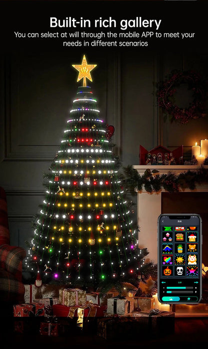 Christmas Tree Lights Smart RGB LED String Lights With  Star Topper Music Sync Timer Bluetooth App Controlled Holiday Lighting