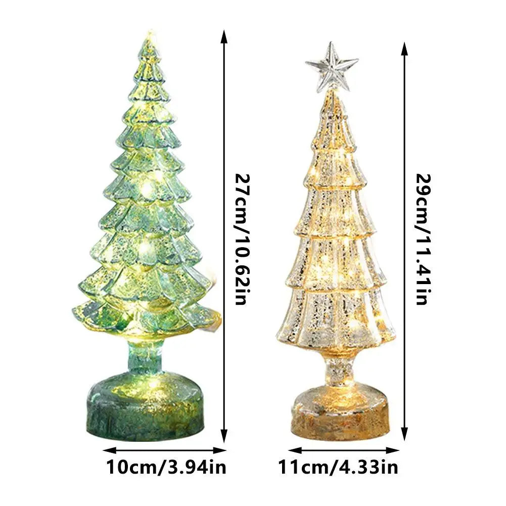 Christmas Tree with Lights Lighted Glass Christmas Tree Battery Operated Christmas Tree Night Lights Tabletop Decor ﻿ Mini Glass