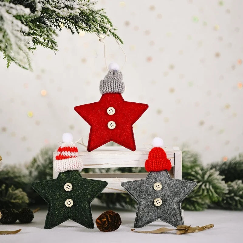 Christmas Ornaments Red Star Christmas Tree Pendant Xmas DIY New Year 2023 Party Gifts Noel Supply Navidad 2022 Home Decor