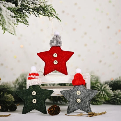 Christmas Ornaments Red Star Christmas Tree Pendant Xmas DIY New Year 2023 Party Gifts Noel Supply Navidad 2022 Home Decor