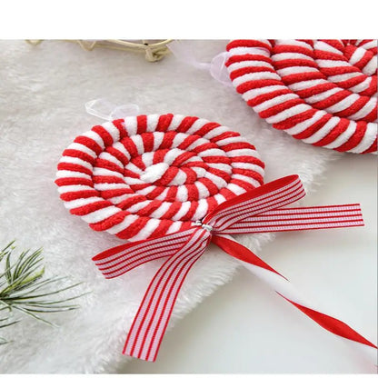 Christmas Ornaments Red And White Velvet Decorations Christmas Balls Canes Candies Christmas Trees Decorative Pendants INS Ornam