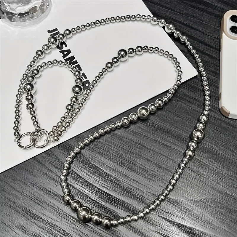 Holiday party gifts for friends and family, long silver bead hanging rope, phone case, bag, pendant